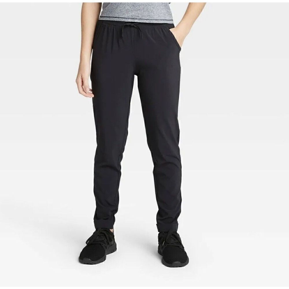 Girls Stretch Woven Athletic Pants All in Motion Black Size XS(4/5). NWT. Q